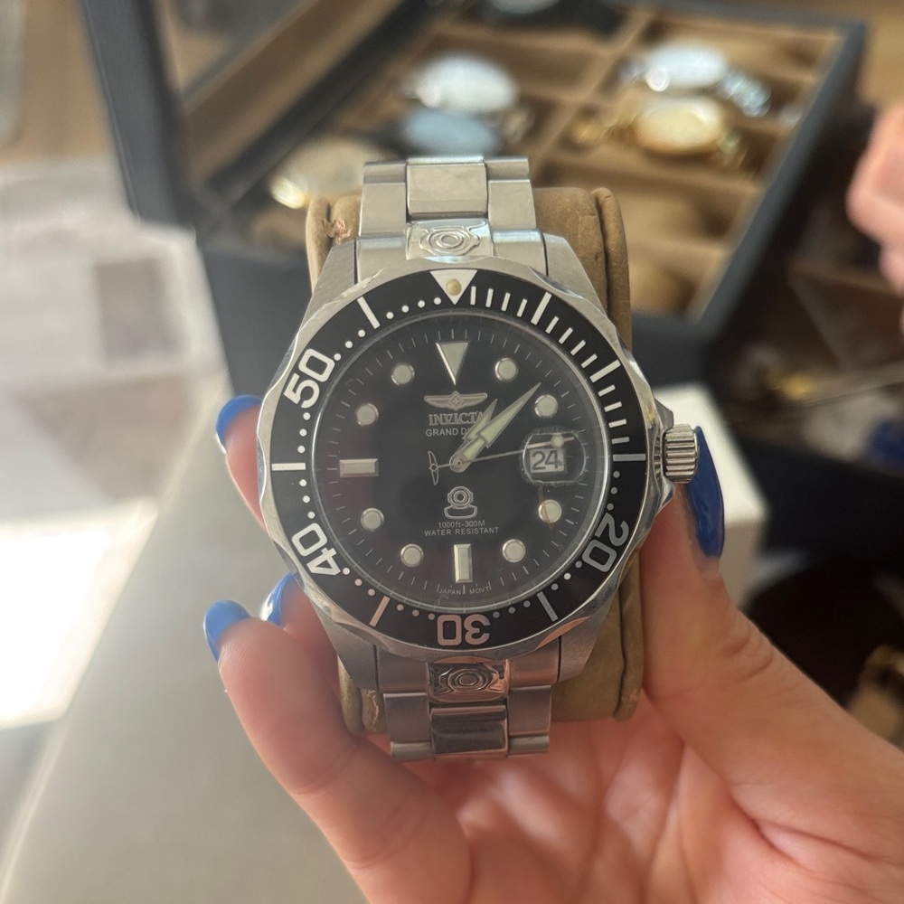 Invicta Grand Diver Black and Silver Watch